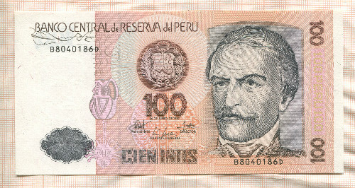 100 инти. Перу 1987г