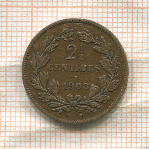 2 1/2 сантима. Люксембург 1908г