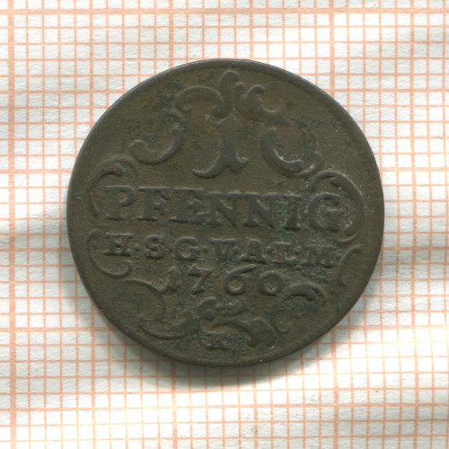 1 пфенниг. Саксен-Гота-Альтенбург 1760г