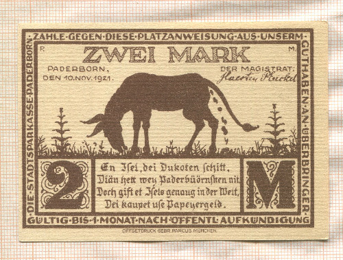 2 марки. Германия 1921г
