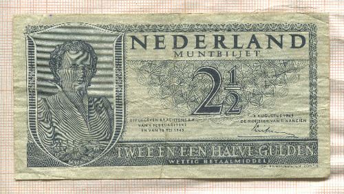 2 1/2 гульдена. Нидерланды 1949г