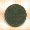 2 пфеннинга. Пруссия 1862г
