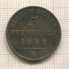 3 пфеннига. Пруссия 1858г