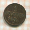 1 пфенниг. Ганновер 1851г