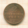 2 пфеннинга. Пруссия 1865г