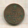 2 крейцера. Австрия 1851г