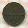 2 пфеннинга. Пруссия 1869г