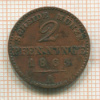 2 пфеннинга. Пруссия 1863г