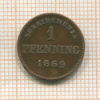 1 пфенниг. Бавария 1869г