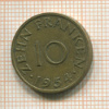 10 франкенов. Саарланд 1954г