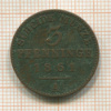 3 пфеннинга. Пруссия 1861г