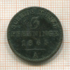 3 пфеннинга. Пруссия 1865г