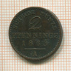 2 пфеннинга. Пруссия 1868г