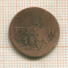 1 пфенниг. Саксония 1838г