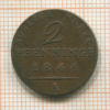 2 пфеннига. Прусия 1844г