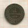 1 крейцер. Австрия 1812г
