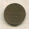 3 пфеннинга. Пруссия 1864г