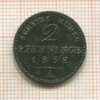 2 пфеннинга. Пруссия 1852г