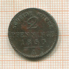 2 пфеннинга. Пруссия 1853г