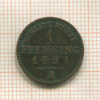 1 пфеннинг. Пруссия 1851г
