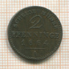 2 пфеннинга. Пруссия 1864г