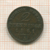 2 пфеннинга. Пруссия 1861г