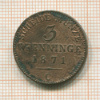 3 пфеннига. Пруссия 1871г