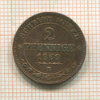 2 пфеннига. Саксония 1869г