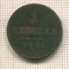 1 крейцер. Австрия 1851г