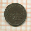 1 пфеннинг. Пруссия 1850г
