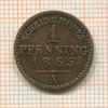 1 пфеннинг. Пруссия 1865г