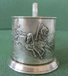 Подстаканник. Зимняя тройка. Латунь, серебрение