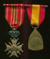 Колодка. Военный крест 1914-1918 гг. и Медаль "В память войны 1914-1918 гг."  Бельгия