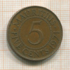5 центов. Остров Маврикий 1971г