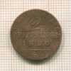 2 пфеннинга. Пруссия 1826г