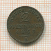 2 пфеннинга. Пруссия 1863г