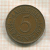 5 центов. Остров Маврикий 1971г