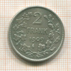2 франка. Бельгия 1909г