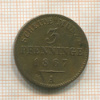 3 пфеннинга. Пруссия 1867г