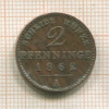 2 пфеннинга. Пруссия 1862г