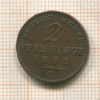 2 пфеннинга. Пруссия 1868г