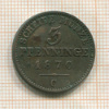3 пфеннинга. Пруссия 1870г