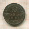 2 пфеннинга. Пруссия 1861г
