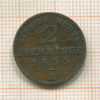 2 пфеннинга. Пруссия 1853г