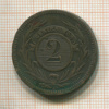 2 сентесимо. Уругвай 1869г