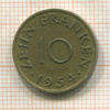 10 франкенов. Саарланд 1954г