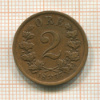 2 эре. Норвегия 1877г