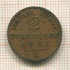2 пфеннинга. Пруссия 1851г