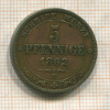 5 пфеннигов. Саксония 1862г