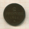 2 пфеннига. Саксония 1841г